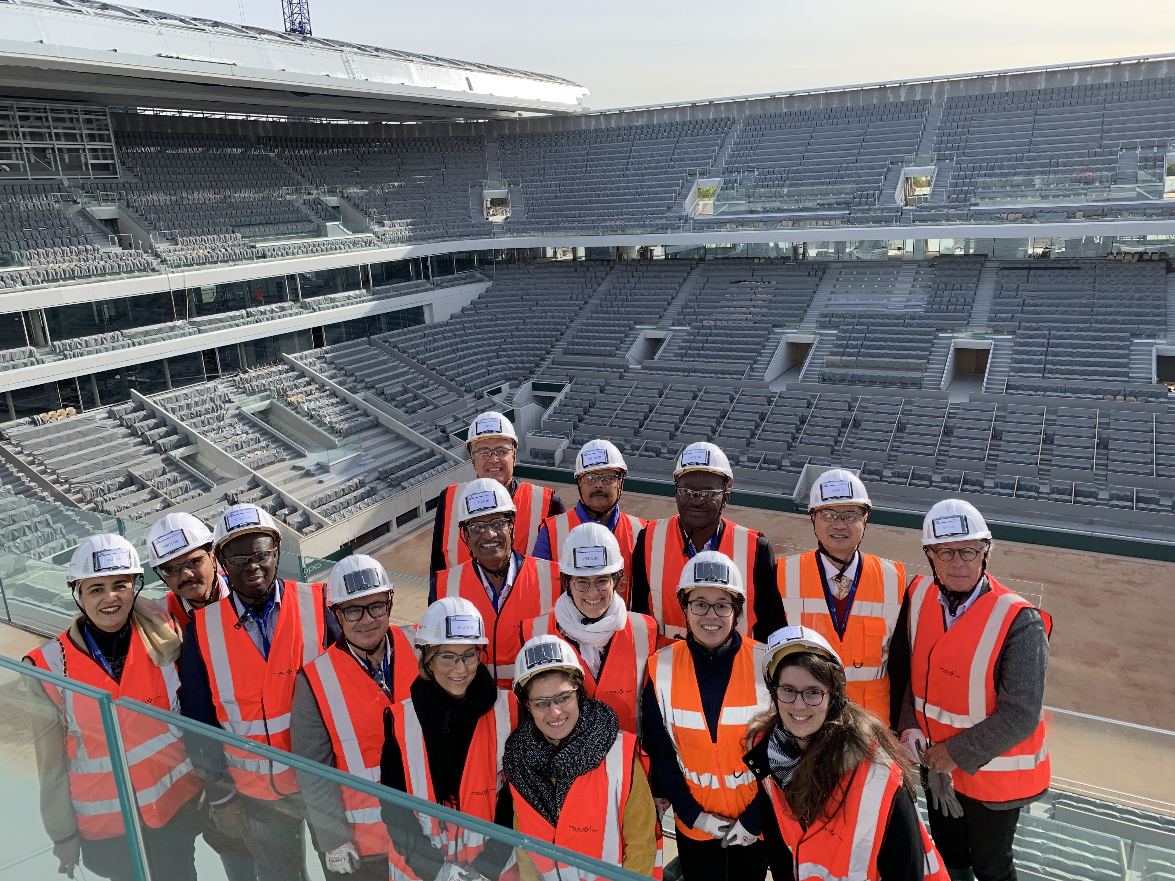 international delegation visiting Vinci Construction site in Rolland Garros during "n+i" Rendez-vous Tour : Discover French Technology Know How 